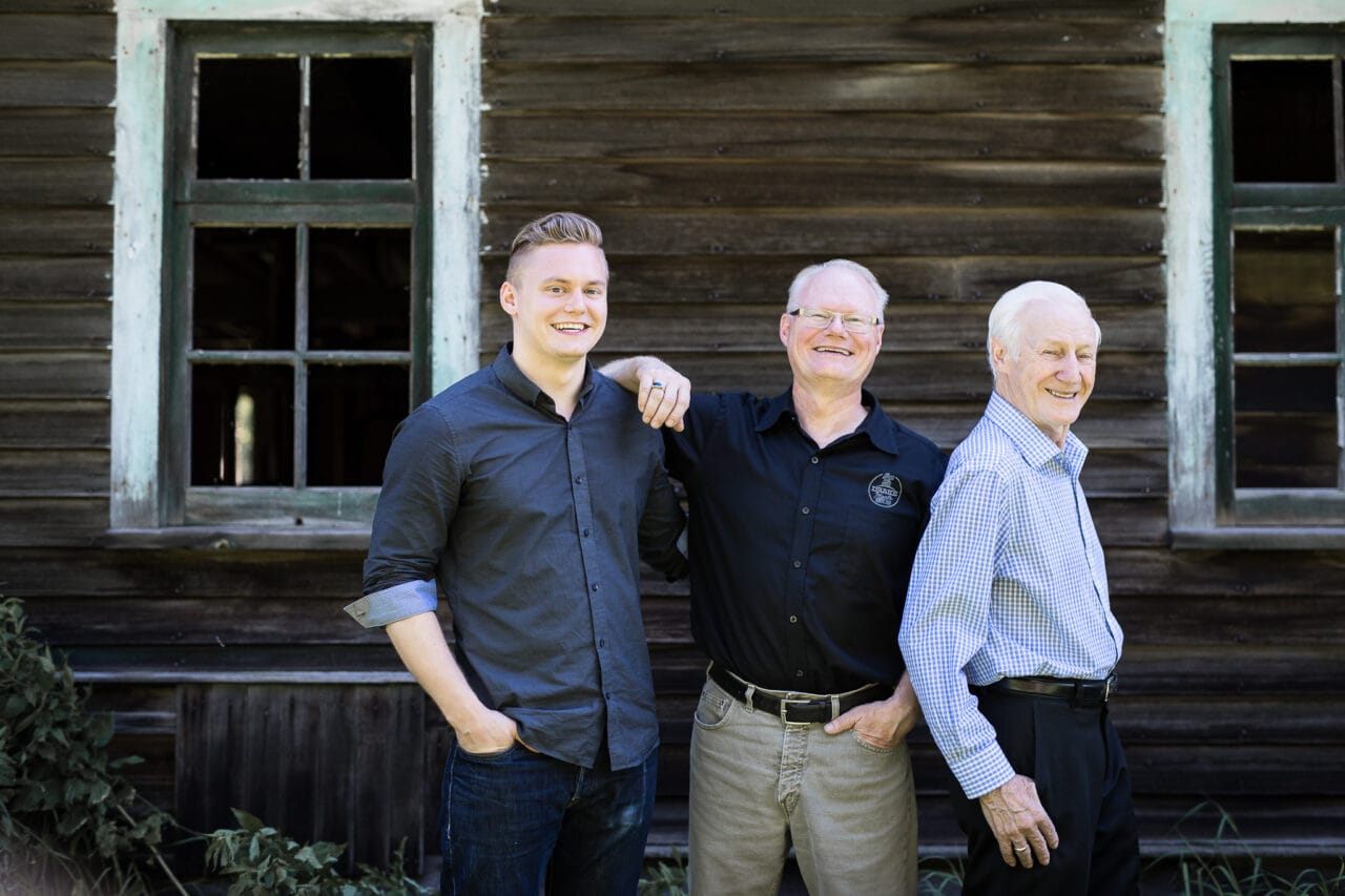 Picture of 3 generations of Drakes meat owners